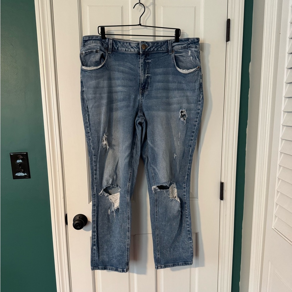 Distressed Blue Jeans